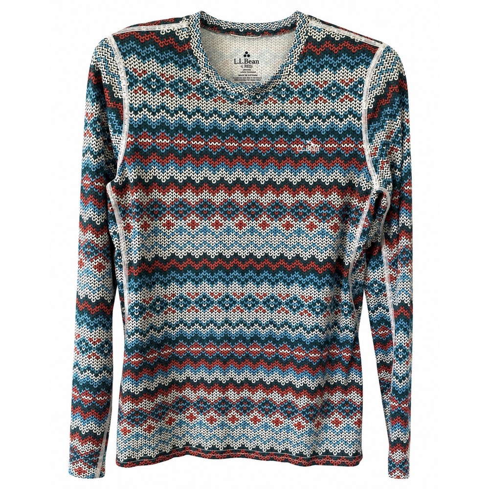 LL Bean Long Sleeve Top Womens L Regular Multicolor Excellent Fair Isle Print - Picture 2 of 16